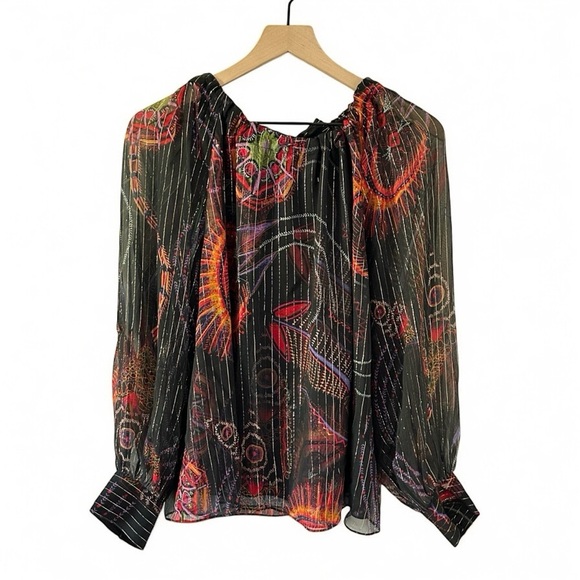 MARIE OLIVER jenna blouse in sea jewels Silk Metallic size M NWOT - Picture 2 of 11